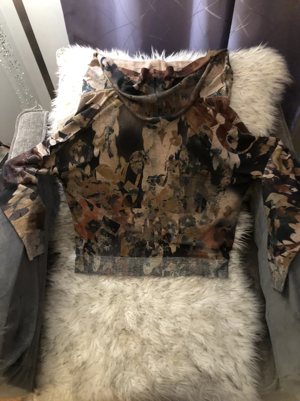 Cubism Los Angeles Abstract Watercolor Zip-Up Hoodie Jacket - Size M